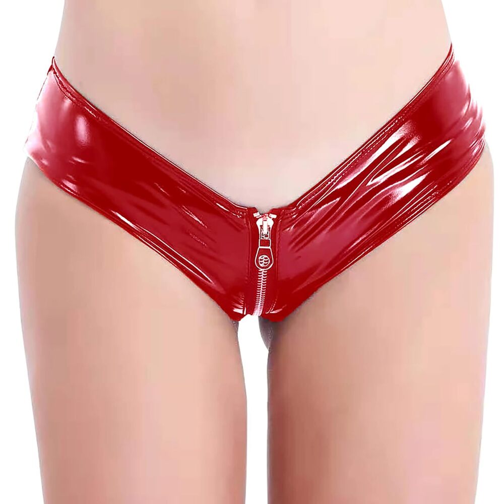 8135 Shiny Liquid Leather Thongs Panties Low Rise Tanga Booty Shorts Pole